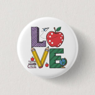 Badge Rond 2,50 Cm J'adore apprendre Beau Retour à l'école
