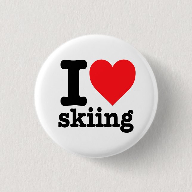 Badge Rond 2,50 Cm "J'adore le ski" (Devant)