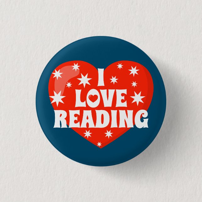 Badge Rond 2,50 Cm J'adore lire Rouge Blanc Bleu Livre Thème (Devant)
