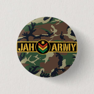 Badge Rond 2,50 Cm Jah Army Jah Rastafari Reggae Rasta Roots