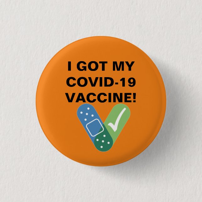 BADGE ROND 2,50 CM J'AI EU MON BOUTON DE VACCIN COVID-19 (Devant)