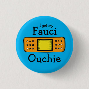 Badge Rond 2,50 Cm J'ai mon Fauci Ouchie (bleu)