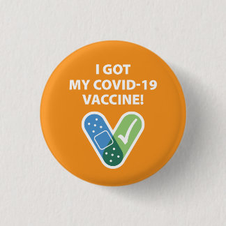 Badge Rond 2,50 Cm J'ai mon vaccin COVID-19 ! Bandaid Orange