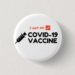 Badge Rond 2,50 Cm "J'Ai Mon Vaccin COVID-19" Épingle