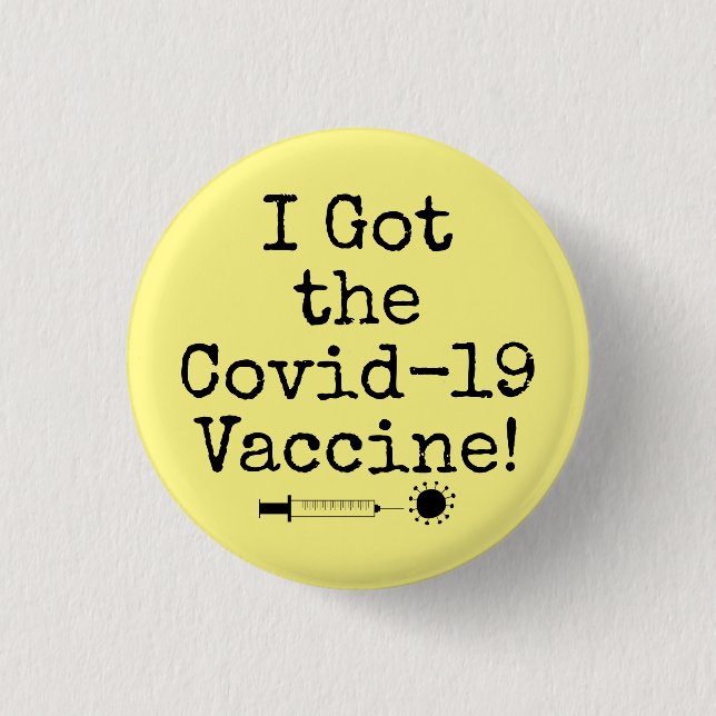 Badge Rond 2,50 Cm J'ai reçu le vaccin Covid-19 Simple Jaune clair (Devant)