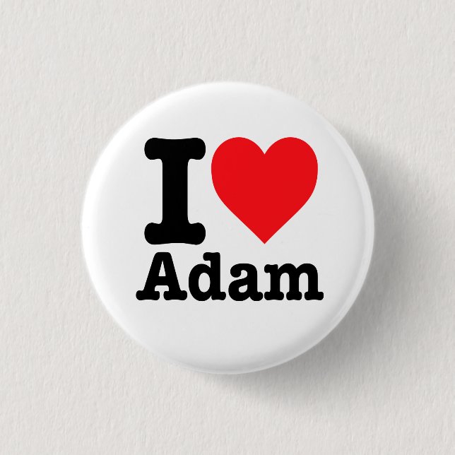 Badge Rond 2,50 Cm "J'aime Adam" (Devant)