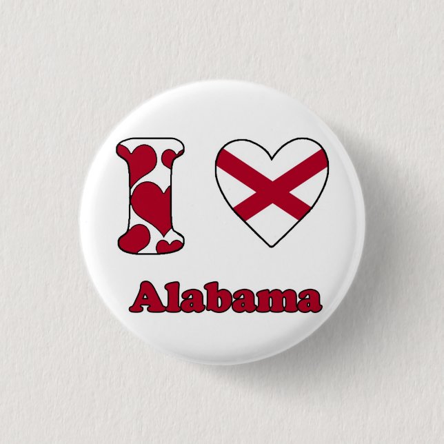 Badge Rond 2,50 Cm J'aime Alabama (Devant)