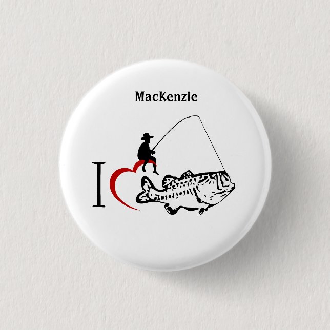 Badge Rond 2,50 Cm J'aime aller pêcher l'étiquette nommée (Devant)
