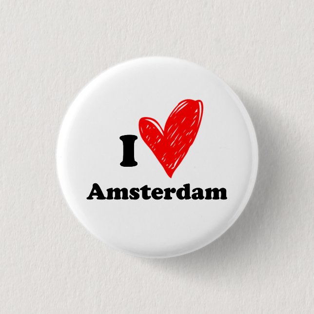 Badge Rond 2,50 Cm J'aime Amsterdam (Devant)