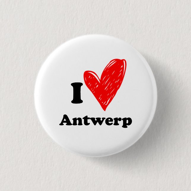 Badge Rond 2,50 Cm J'aime Anvers (Devant)