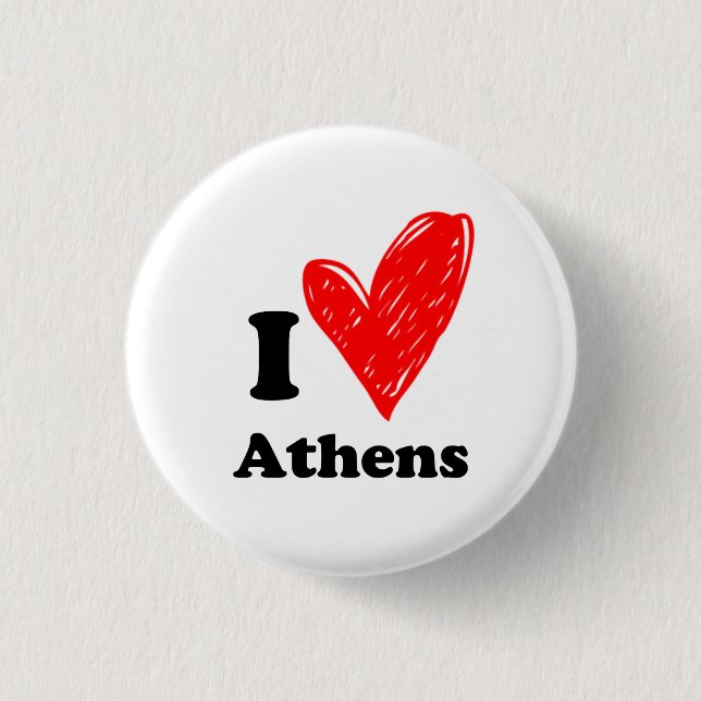 Badge Rond 2,50 Cm J'aime Athènes (Devant)