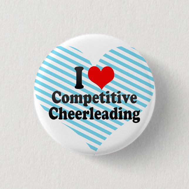 Badge Rond 2,50 Cm J'aime Cheerleading concurrentiel (Devant)