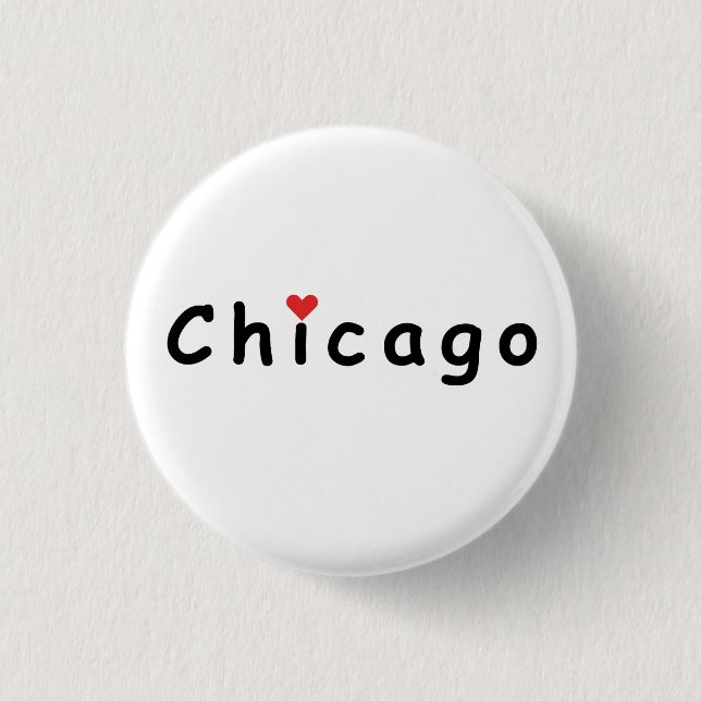 Badge Rond 2,50 Cm J'aime Chicago (Devant)