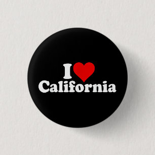 BADGE ROND 2,50 CM J'AIME COEUR CALIFORNIE CALI ÉTAT
