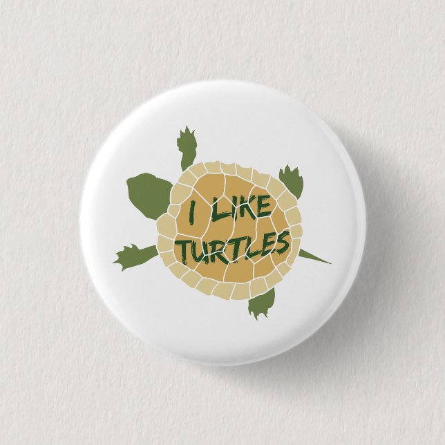 Badge Rond 2,50 Cm J'aime des tortues (Devant)