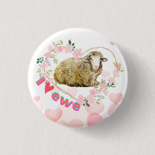 Badge Rond 2,50 Cm J'aime Ewe