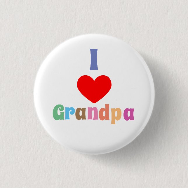 Badge Rond 2,50 Cm J'aime grand-père (Devant)
