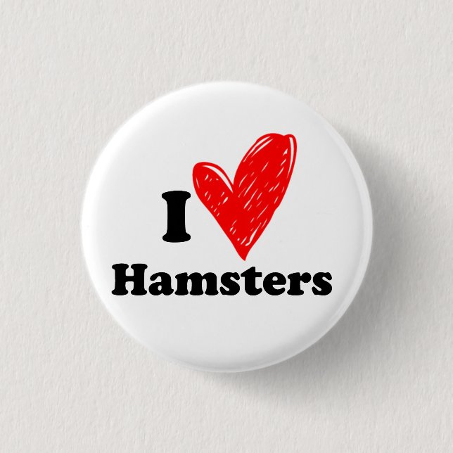 Badge Rond 2,50 Cm J'aime Hamsters (Devant)