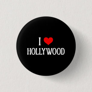 Badge Rond 2,50 Cm J'aime Hollywood I Heart Hollywood Vacances Voyage