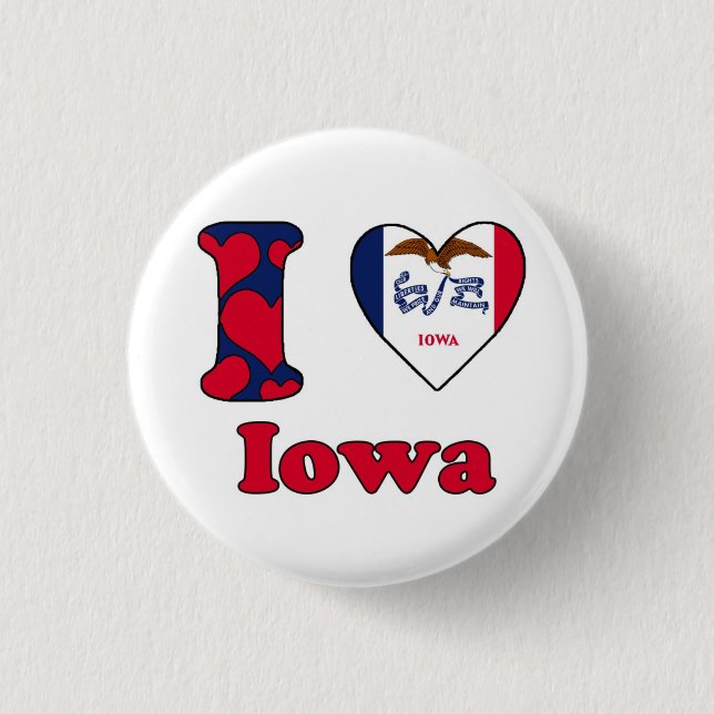 Badge Rond 2,50 Cm J'aime Iowa (Devant)