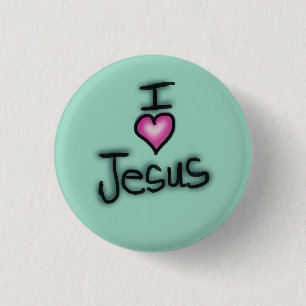 Badge Rond 2,50 Cm J'aime Jésus I Coeur Jésus