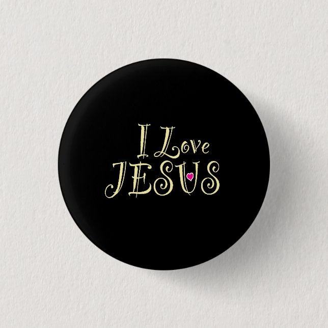 Badge Rond 2,50 Cm ‘J'aime Jésus’ Noir  (Devant)
