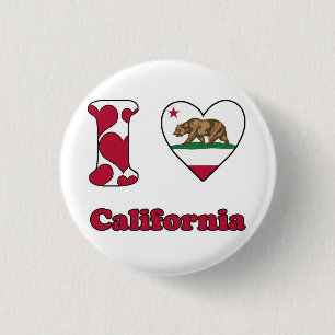 Badge Rond 2,50 Cm J'aime la Californie