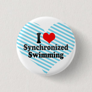 Badge Rond 2,50 Cm J'aime la natation synchronisée