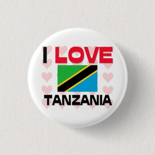 Badge Rond 2,50 Cm J'aime la Tanzanie (Devant)