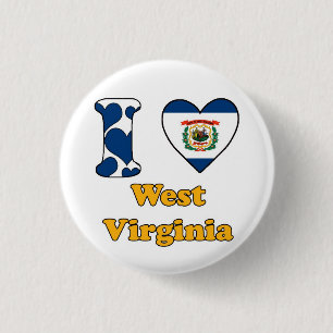 Badge Rond 2,50 Cm J'aime la Virginie-Occidentale