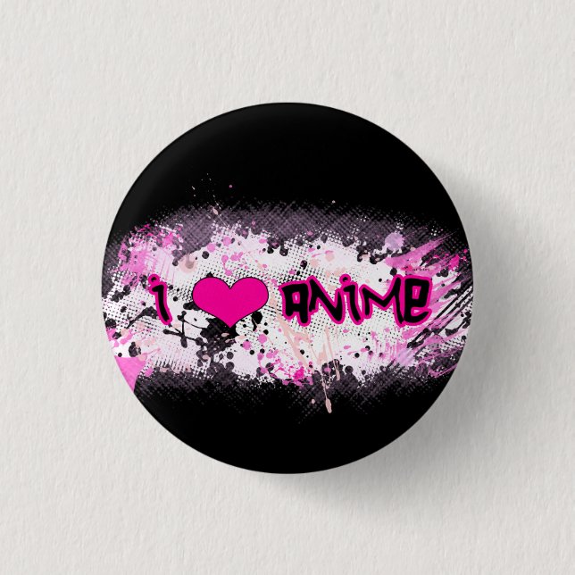 Badge Rond 2,50 Cm J'aime le bouton d'Anime (Devant)