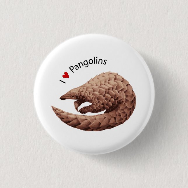 Badge Rond 2,50 Cm J'aime le bouton de Pangolins (Devant)