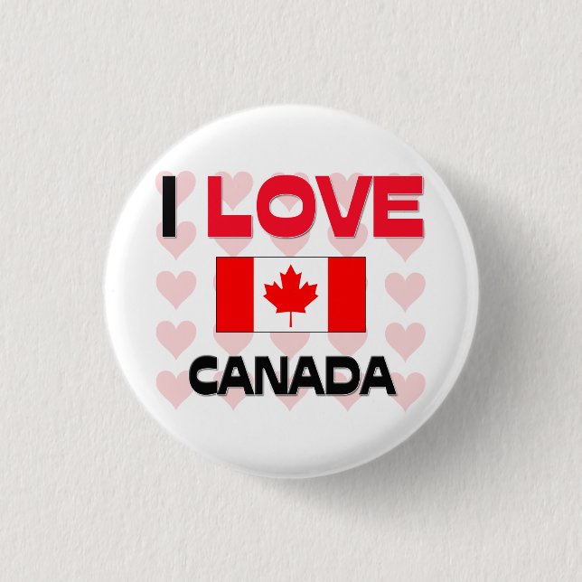 Badge Rond 2,50 Cm J'aime le Canada (Devant)