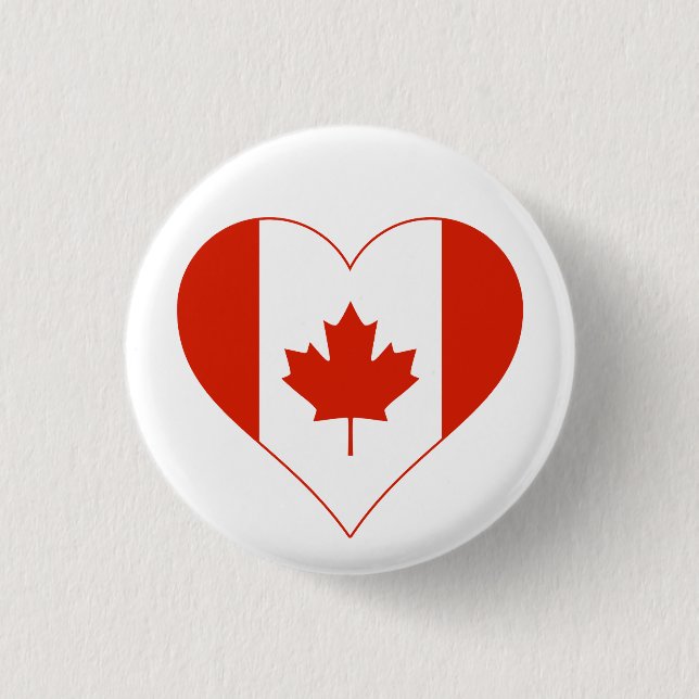Badge Rond 2,50 Cm J'aime le coeur du Canada (Devant)