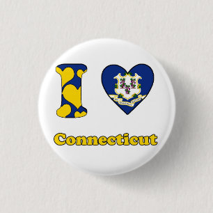 Badge Rond 2,50 Cm J'aime le Connecticut
