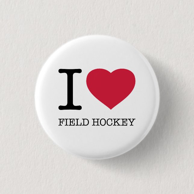 BADGE ROND 2,50 CM J'AIME LE HOCKEY SUR LE TERRAIN (Devant)