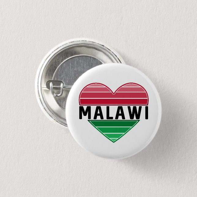 Badge Rond 2,50 Cm J'aime le Malawi, le coeur du Malawi (Devant & derrière)