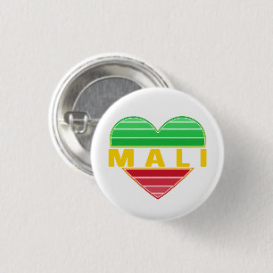 Badge Rond 2,50 Cm J'aime le Mali, coeur malien
