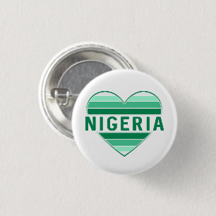 Badge Rond 2,50 Cm J'aime le Nigeria, le coeur nigérian