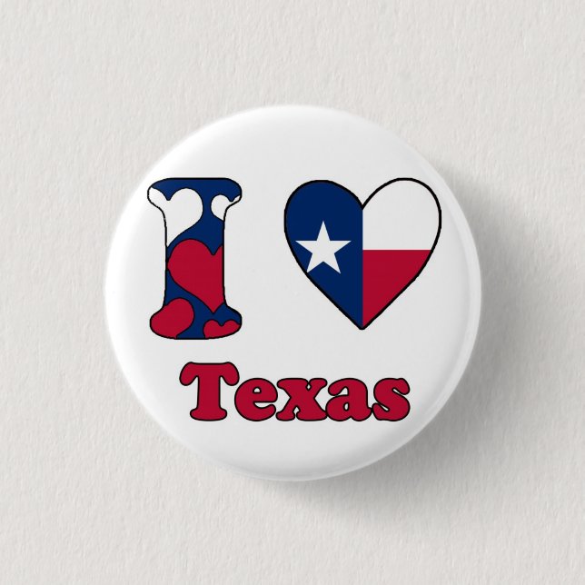 Badge Rond 2,50 Cm J'aime le Texas (Devant)
