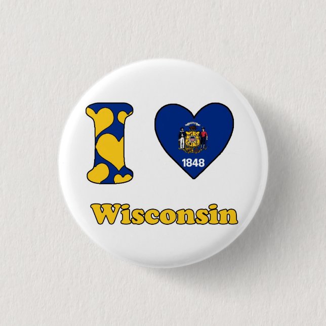 Badge Rond 2,50 Cm J'aime le Wisconsin (Devant)