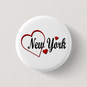 Badge Rond 2,50 Cm J'aime les Coeurs de New York