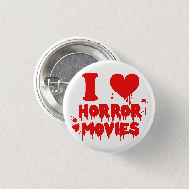 Badge Rond 2,50 Cm J'aime les films d'horreur de sanglante Halloween (Devant & derrière)