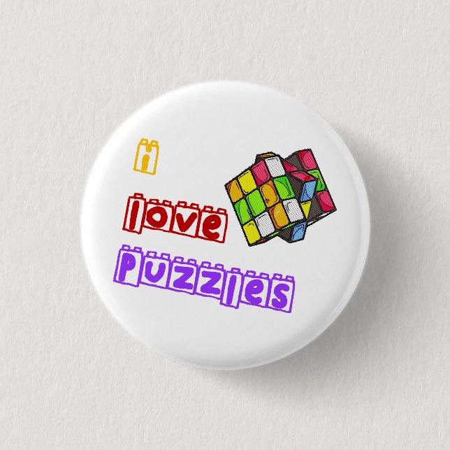 Badge Rond 2,50 Cm J'aime les puzzles (Devant)