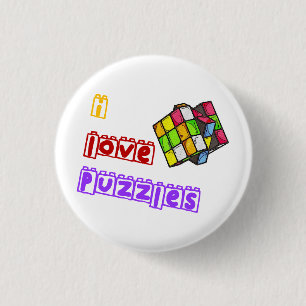 Badge Rond 2,50 Cm J'aime les puzzles