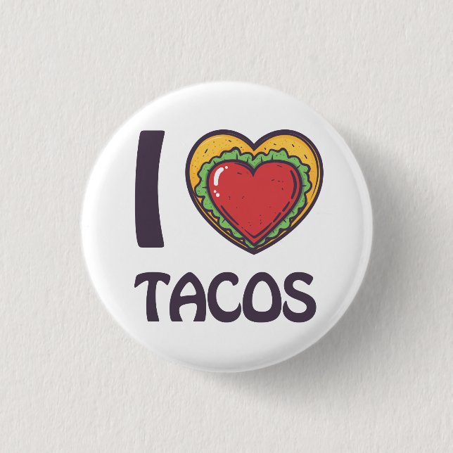 Badge Rond 2,50 Cm J'aime les Tacos (Devant)