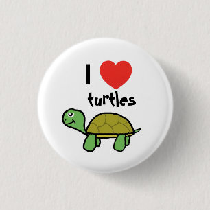 Badge Rond 2,50 Cm J'aime les tortues