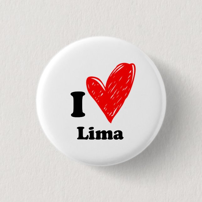 Badge Rond 2,50 Cm J'aime Lima (Devant)