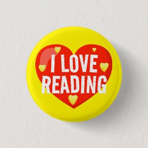 Badge Rond 2,50 Cm J'Aime Lire Classe Lecture Récompense