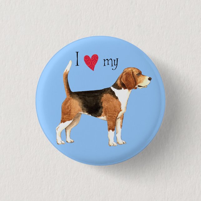Badge Rond 2,50 Cm J'aime mon beagle (Devant)
